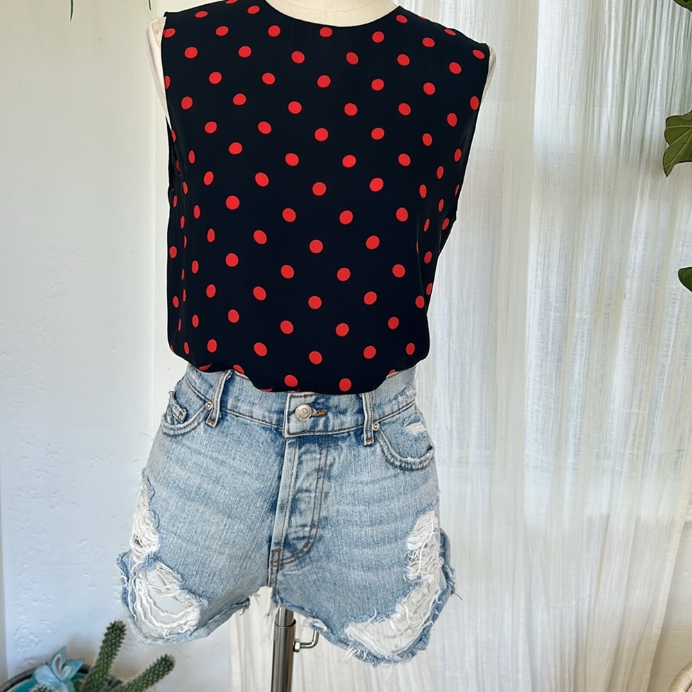 Theory Silk Polka-Dot Shell Top